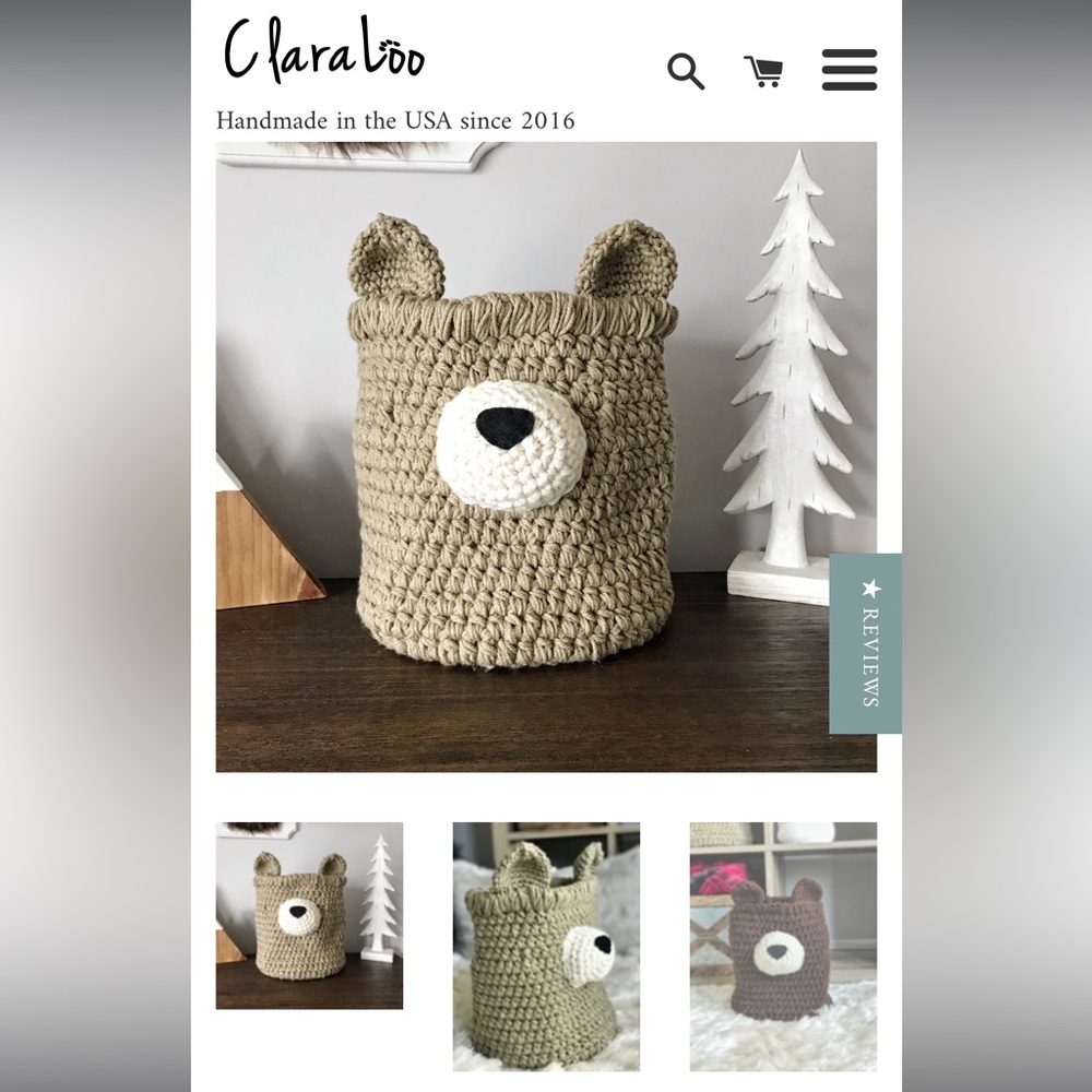 Claraloo Gray Bear-Themed Kids Accessory Basket - Picture 10 of 10